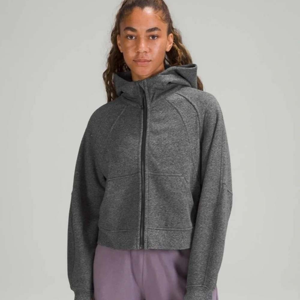 Lululemon Scuba Oversized Full Zip Hoodie Women XS/S Heathered Grey Thumbholes